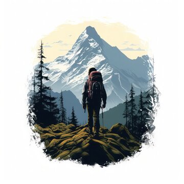 hiking illustrator design white background