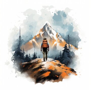 hiking illustrator design white background