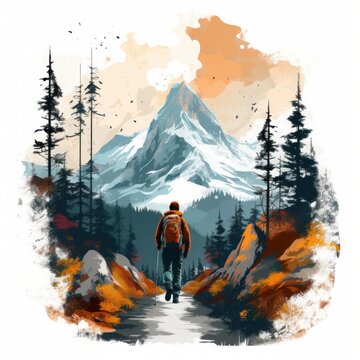 hiking illustrator design white background