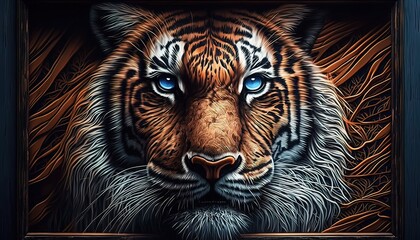 Wall Mural - Tiger face potrait mode Generate AI