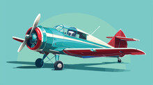 Vector Illustration Of An Old Plane Flat Cartoon Va