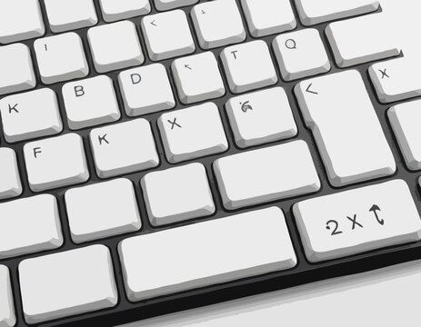 Keyboard of computer, laptop. Modern key buttons for pc. Black, white keyboard isolated on white background. Icon of control, enter, qwerty, alphabet, numbers, shift, escape. Realistic mockup. 