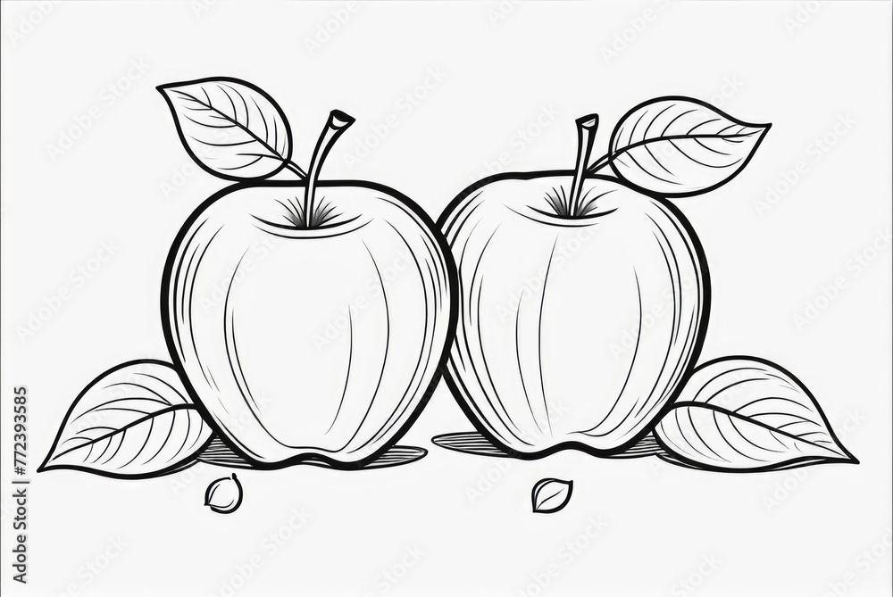apple fruit isolated coloring page line art for kids Stock Illustration ...