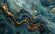 This image showcases a beautiful abstract marble texture with a blend of blue and gold hues, creating a luxurious and fluid appearance The golden veins mimic natural marble patterns