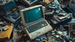 © ELmidoi-AI - The broken computer in a mix of electrical and domestic waste underscores the importance of recycling and proper disposal for environmental balance, aligning with Earth Day.