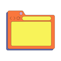 Fototapete - Retro user interface box frame. Ui browser computer with retro bold style for 90s, y2k style. Vector isolated