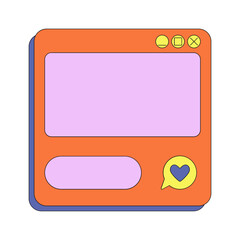 Fototapete - Retro user interface box frame. Ui browser computer with retro bold style for 90s, y2k style. Vector isolated