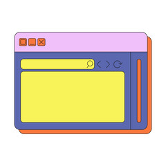 Fototapete - Retro user interface box frame. Ui browser computer with retro bold style for 90s, y2k style. Vector isolated
