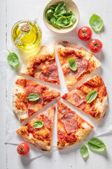 Wall Mural - Hot and delicious pizza baked at home oven.