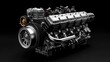 A meticulously rendered image of a car engine showcasing its complexity and the intricate design of its components against a sleek black background
