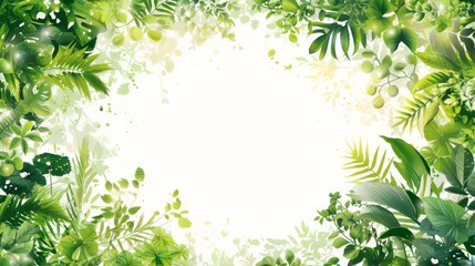Wall Mural -  Green leafy background with white space for text/image