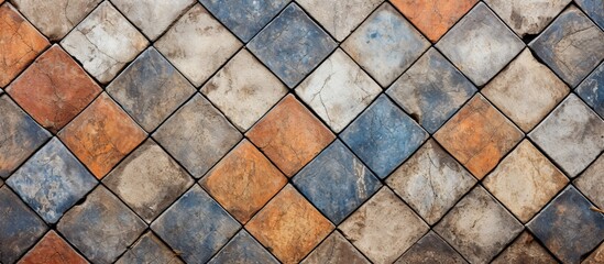 Poster - Closeup of checkered tile flooring pattern on a rectangular floor