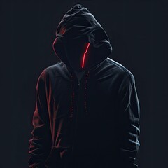 Aufkleber - Hacker with a hoodie sits in a dark room, typing malicious code on a computer committing cybercrime 