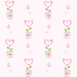 Vector seamless delicate floral cozy pattern in Provence style - stylized heart-shaped flowers in pots, butterflies for wallpapers, textiles, wrapping paper, banners.