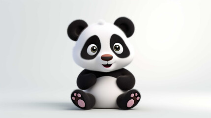 Wall Mural - cartoons, little panda on white background , Generate AI