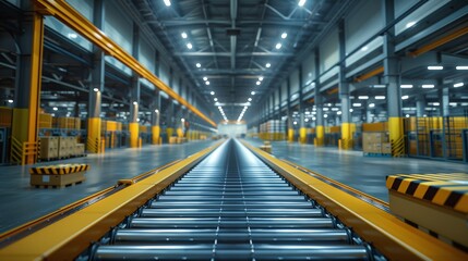 Poster - Conveyor Belt in a Large Warehouse