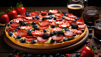 Wall Mural - July 4th holiday party pizza, Fourth of July, Patriotic Independence day festive