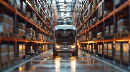 Aufkleber - Autonomous Robot Navigating Warehouse Aisles