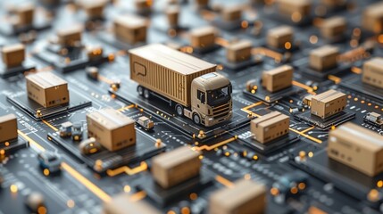 Poster - Computer Chip With Truck Close-Up