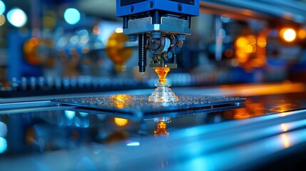 Leinwandbilder - Precision Automated Soldering Process in Electronics Factory