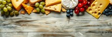 Many Different Types Of Cheese On A Textured Background