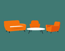 Orange Sofa From Central Perk, Soft Settee For Home