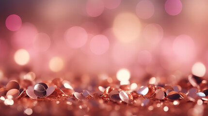 Poster - Rose pink glitter with gold sparkles background