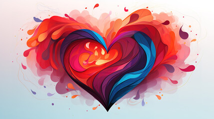 Wall Mural - red love card with hearts
