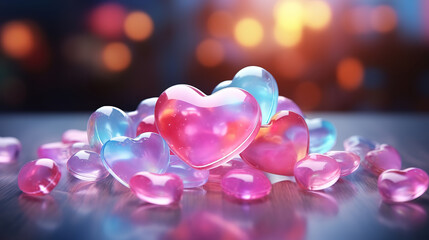 Poster - Cartoon style Valentines day balloons background
