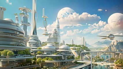 Wall Mural - Futuristic city in the form of a futuristic city. 3d rendering, AI Generated