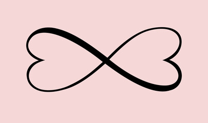 Wall Mural - infinity forever love symbol heart shaped black sign silhouette.eternal,limitless emblem.cycle,endle