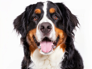 Wall Mural - A Bernese Mountain Dog, colorful and friendly, white studio backdrop