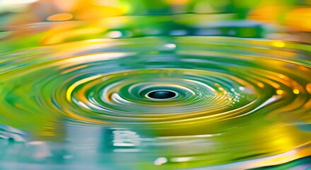 Poster - Close-up of water ripples in vibrant green and yellow.