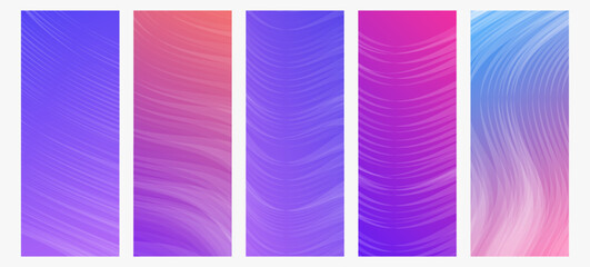 Poster - Set of modern gradient backgrounds with wave line