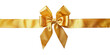 PNG Golden satin ribbon with a bow isolated on transparent background for gift presentation