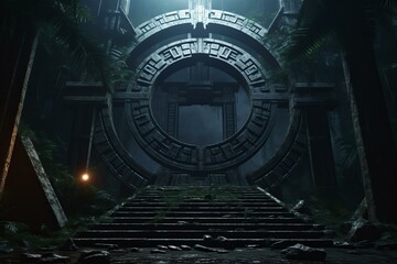 Poster - Stargate cosmic science. Space future. Generate Ai