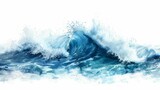 Fototapeta  - Vivid Ocean Wave Watercolor on White Background