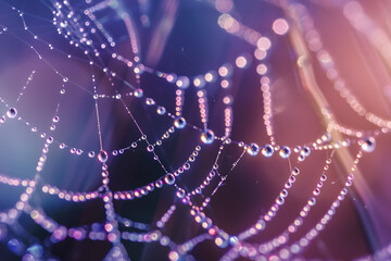 dewdrops on a spider's web, highlighting the intricate beauty of nature's design