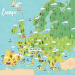 EUROPE - hand drawn illustration, map with landmarks	
