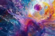 Vibrant colors swirling in futuristic underwater chaos generated by ai