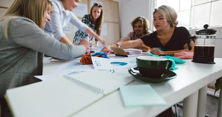 Poster - Speed, teamwork and business people in a meeting, fashion and brainstorming with project and deadline. Documents, staff or employees with group or creativity with planning, collaboration or timelapse