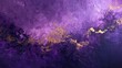 Vivid purple and gold hues blend in a dynamic and textured abstract art piece, suggesting luxury and creativity