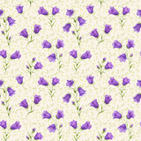 Fototapeta Pokój dzieciecy - Seamless watercolor pattern with wildflowers bluebell. Can be used for fabric prints, gift wrapping paper, kitchen textile