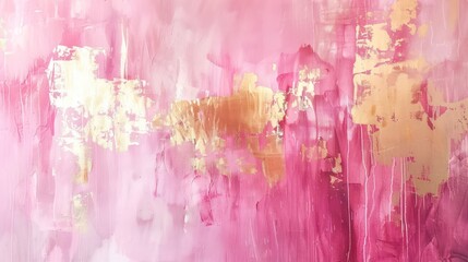 Acrylic paint wallpaper in a color palette of pink and rose gold