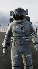 Wall Mural - astronaut in space suit on the road bridge