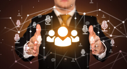 Poster - Hand holding social media icons