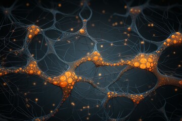 Poster - Structure neural molecule network. Biology neuron. Generate Ai
