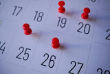 Fototapeta Dmuchawce - Drawing pin on the calendar, days of the month