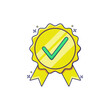 Certified badge icon on white background. Guaranteed medal and premium quality symbol
