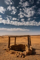 Aufkleber - A well in the middle of the desert, suitable for travel brochures